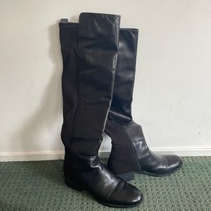 Nine West leather and  stretch fabric over the knee boots